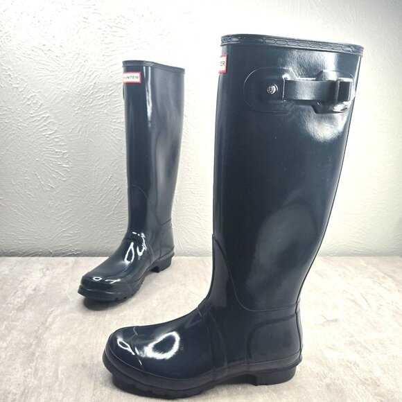 Hunter Knee High Rainboot Womens Size 9 Blue Outdoor Rubber Snow Rain Booties - Picture 1 of 13